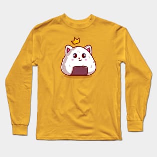 Cute Cat Onigiri With Crown Cartoon Long Sleeve T-Shirt